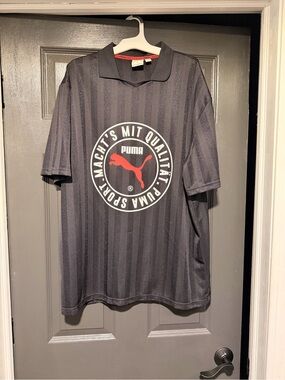 Puma Black & Red Striped Logo Soccer Jersey